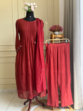 Premium mul silk pleated embroidered suit -4462